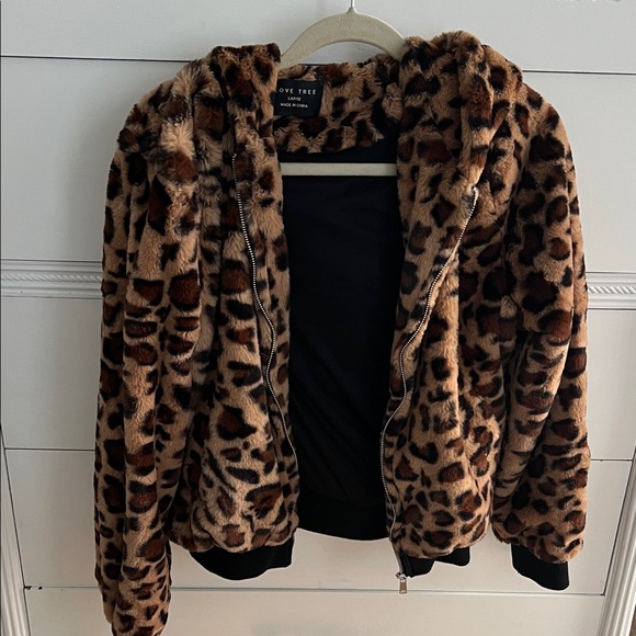 Love Tree Animal Print Faux Fur Jacket - Picture 1 of 9